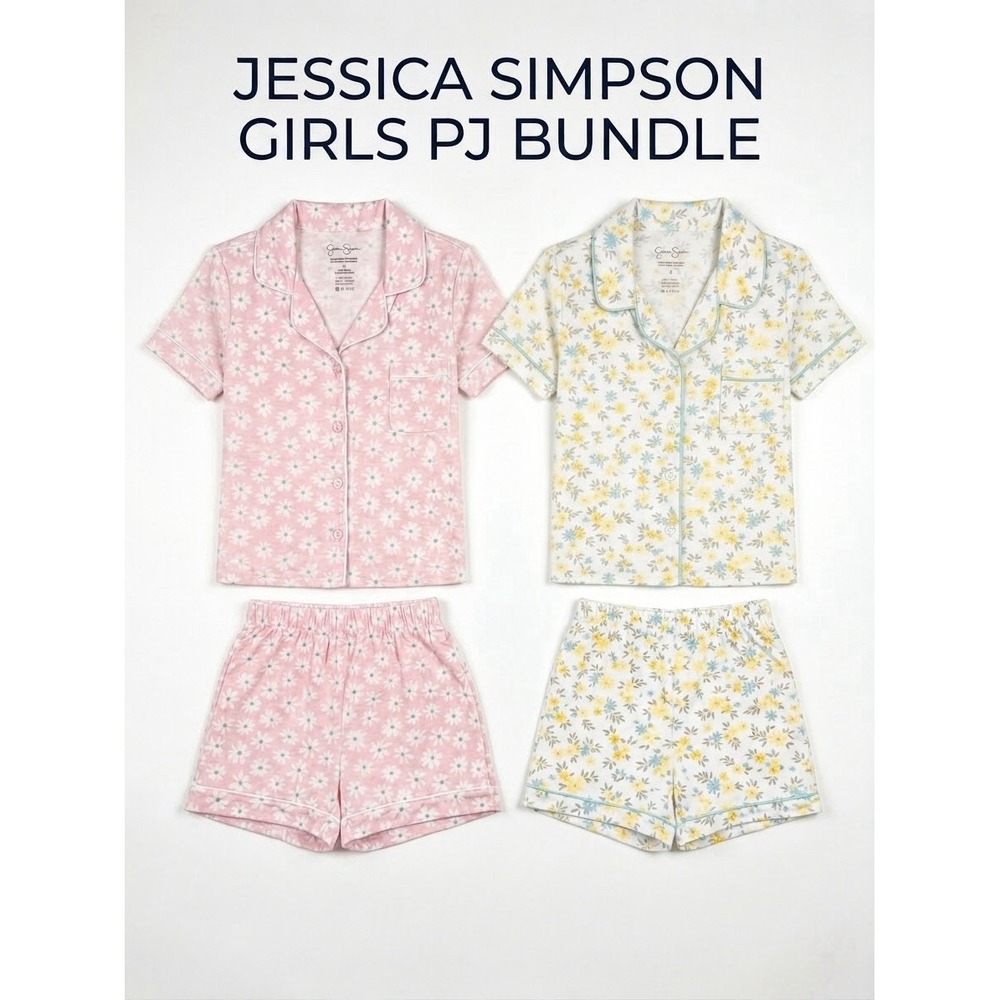 Jessica Simpson Girls 2-Pack Short Sleeve Floral Pajama Sets Size 12